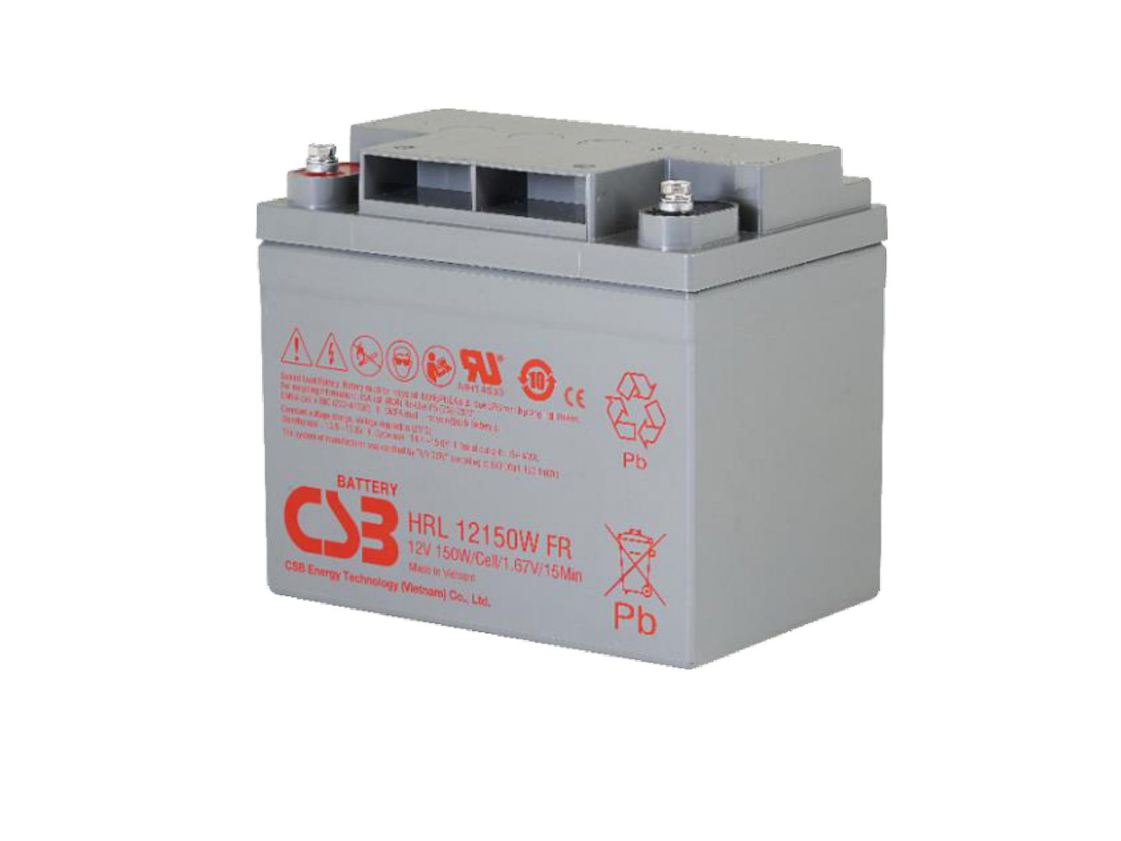 CSB HRL12150W 12V 顶部接线端子 阀控式 AGM 密封铅酸蓄电池
